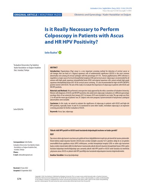 (PDF) Is it Really Necessary to Perform Colposcopy in Patients with ...