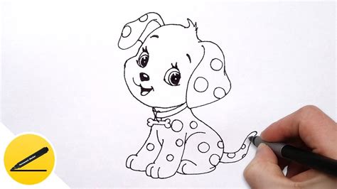 How to Draw a Dog (Puppy) for Kids - Cute Drawing of Animals - YouTube