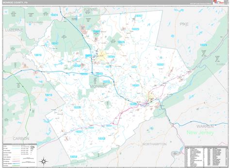 Monroe County, PA Wall Map Premium Style by MarketMAPS - MapSales