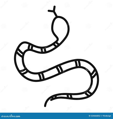 Striped Snake Slithering Drawing Simple Line Art Illustration Stock ...