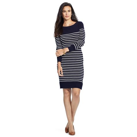 Ralph lauren Striped Cotton Sweater Dress in Blue | Lyst