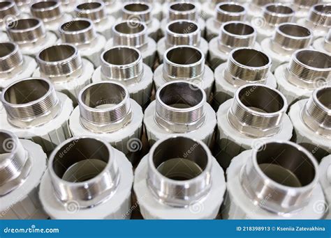 Many Metal Pipe Couplings in a Pipe Factory Stock Image - Image of iron ...