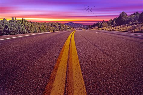 Road Descending Into Sunrise Sunset Free Stock Photo - Public Domain Pictures