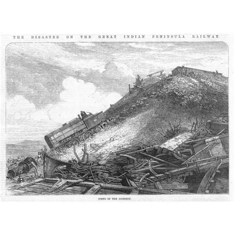 INDIA PENINSULAR RAILWAY Accident at Bhor Ghat - Antique Print 1869 $12 ...