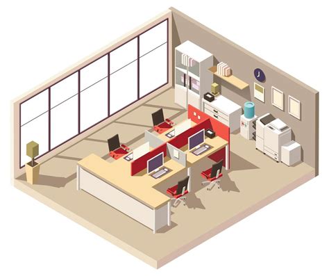 Office cubicle isometric composition 1266013 Vector Art at Vecteezy