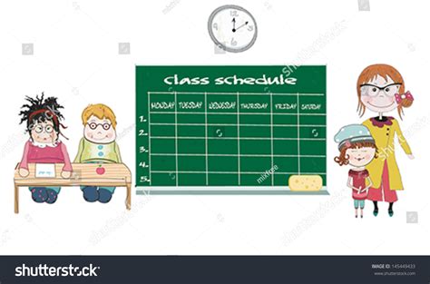 Schedule Classes Students Classroom Teacher Vector Stock Vector ...