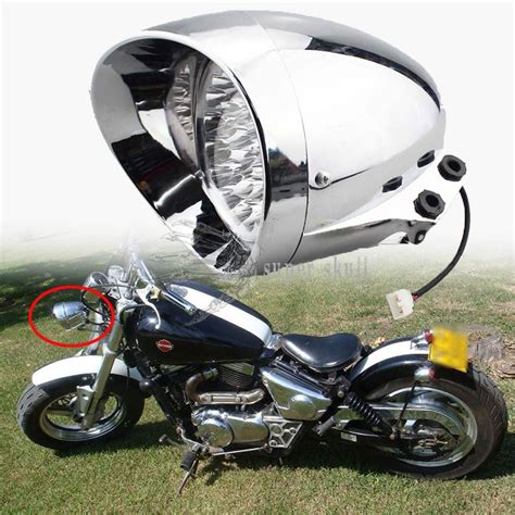 7" LED Retro Motorcycle Bullet Chrome Headlight Light For Harley Bobber ...