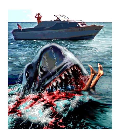 Jaws 2 poster - Art by Federico Alain | Shark art, Shark week, Horror ...