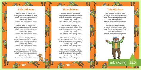 This Old Man Nursery Rhyme Poster | Primary Resources