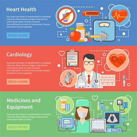 Cardiology Flat Banners 476646 Vector Art at Vecteezy