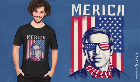 Merica Man Flag T-shirt Design Vector Download
