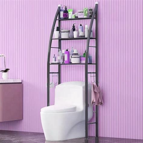 COD Stainless Toilet rack Bathroom Shelf Rack Multi-Layer Floor Storage Cabinet Space Saver ...