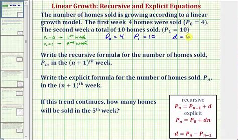 Ex: Write a Recursive and Explicit Equation to Model Linear Growth ...