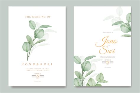 Eucalyptus Watercolor Wedding Invitation Graphic by ningsihretno262 ...