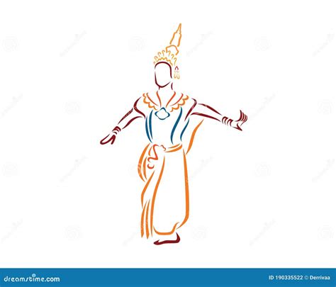 Traditional Thai Dance with a Thai Lady Dancer Silhouette Stock Vector - Illustration of girl ...