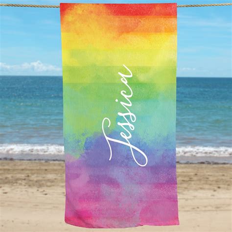 Tie Dye Rainbow Personalized Beach Towel | GiftsForYouNow