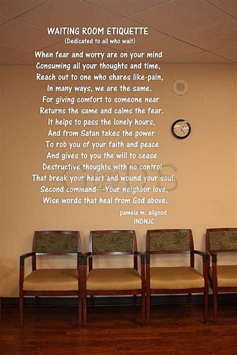 Waiting Room Etiquette Christian Poem Hospital ICU CCU