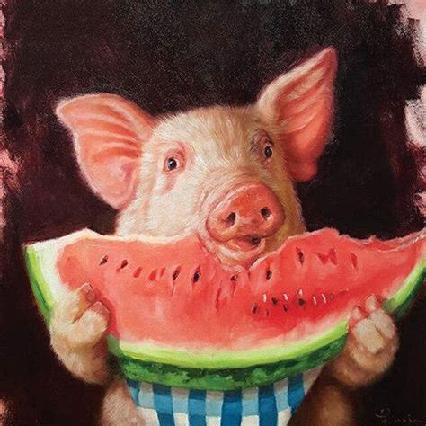 5D Diamond Painting Pig Eating Watermelon Kit