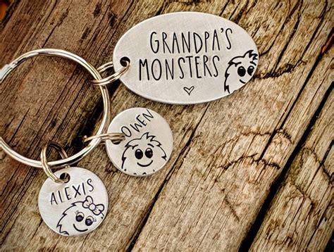 Personalized grandpa keychain. Grandfather gift. Gift from | Etsy