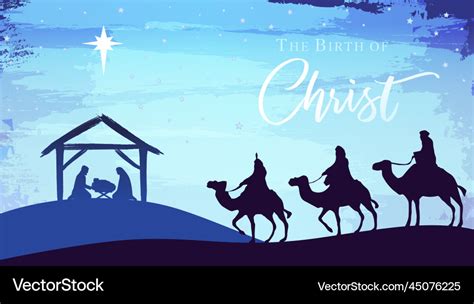 Nativity scene with bethlehem star and jesus Vector Image