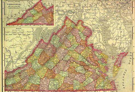 Original Map 1908 State Map Virginia Vintage Antique Map Great for Framing 100 Years Old Map ...