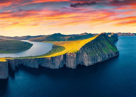 Unbelievable Evening View from Flying Drone of Sorvagsvatn Lake, Vagar ...