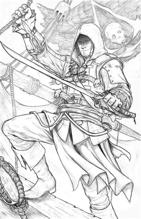 Edward kenway black flag sketch by wil woods on deviantart – Artofit