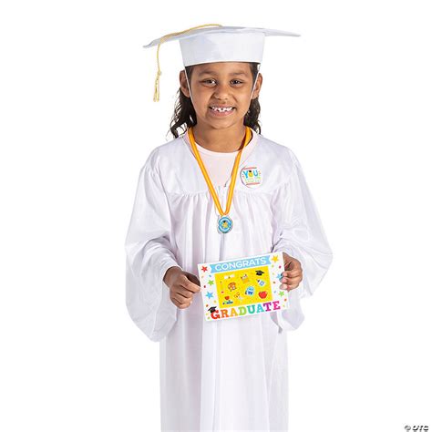 White Graduation Gown & Cap Set with Awards for 12