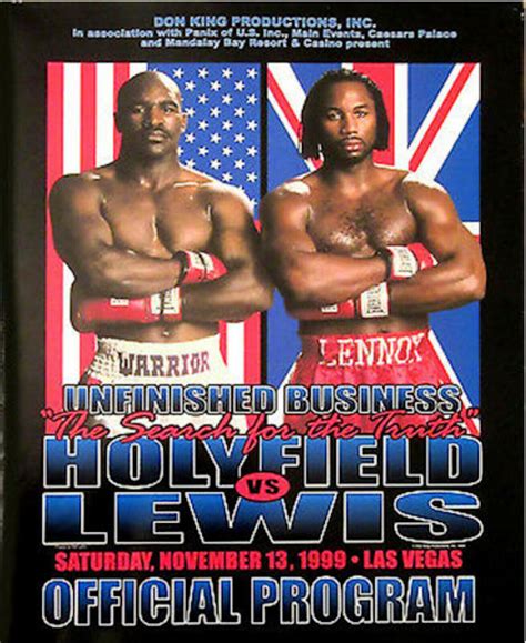 Vintage Evander Holyfield vs Lennox Lewis Official Boxing Fight Program ...