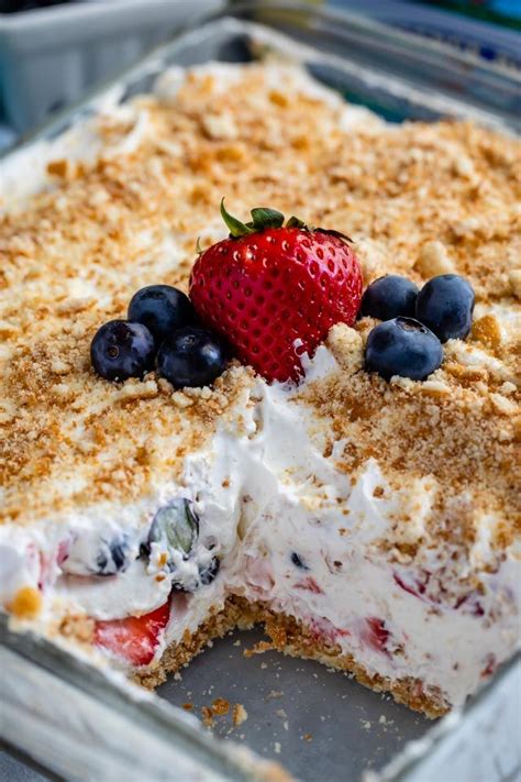 No Bake Berry Dessert Lush (Crazy for Crust) | Easy summer desserts, Desserts, Berry dessert