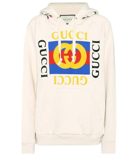 Gucci Printed Cotton Hoodie In Eatural White Multicolor | ModeSens in ...