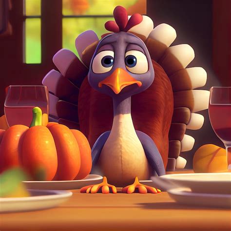 Premium Photo | Funny turkey in thanksgiving dinner