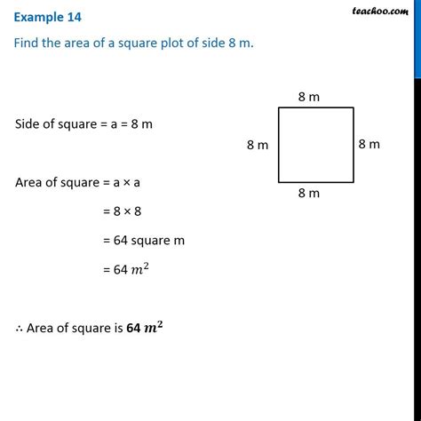 Example 14 - Find the area of a square plot of side 8 m - Chapter 10