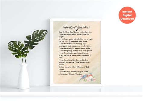 How Do I Love Thee Love Poem, Printable Love Poem, Elizabeth Barrett Browning, Wedding Poetry ...