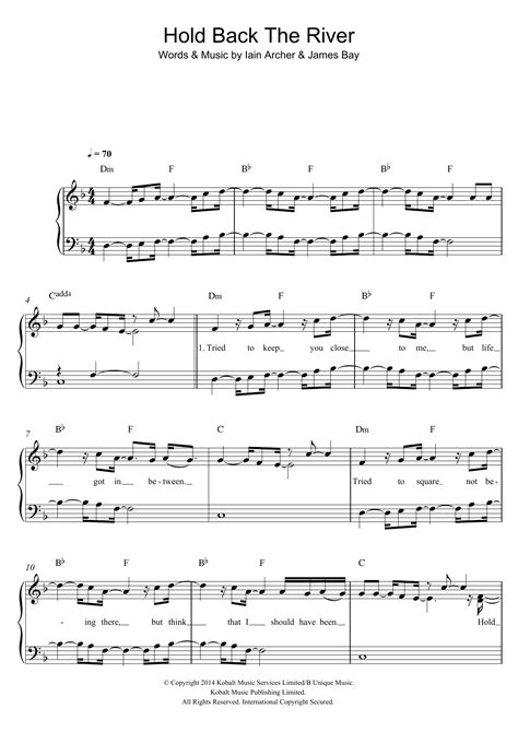 Hold Back The River by James Bay Sheet Music for Easy Piano at Sheet ...