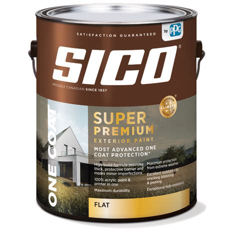 SICO Super Premium Exterior Paint and Primer - 100% Acrylic - Flat Finish - 3.78-L - Base 1 ...