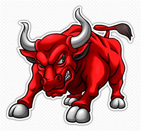 HD Red Angry Bull Cartoon Stickers PNG | Citypng