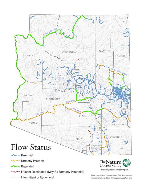 Arizona Rivers Flow Status map - The Nature Conservancy's Center for Science and Public Policy