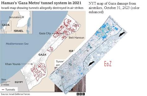 Gaza Strip: comparison of suspected tunnel locations and airstrike ...