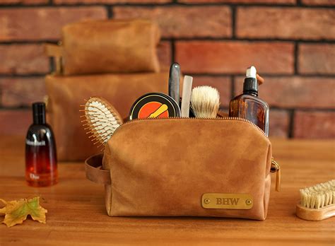 Personalized Toiletry Bag for Men Leather Travel Bag Dopp | Etsy