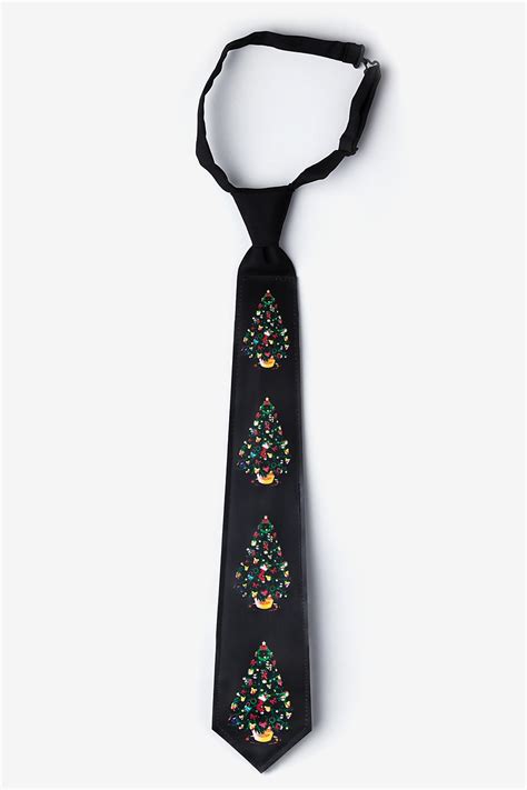 Black Polyester Christmas Trees Sound Activated Light Up Tie | Ties.com