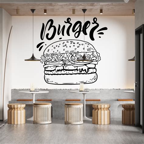 Burger Wall Decal Burger Wall Sticker Burger Wall Art Fast Food Wall ...