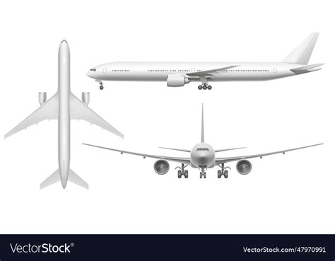 Realistic airplane aircraft plane view landing Vector Image