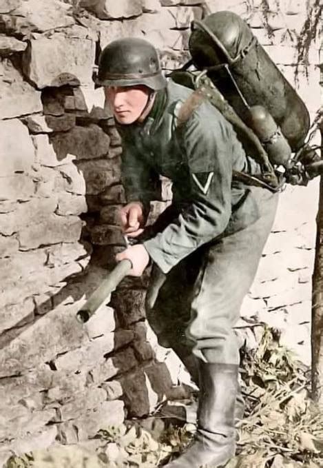 German soldier equipped with flamethrower in... | History Wars