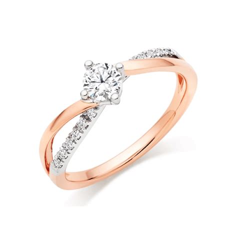 Beaverbrooks 18ct Rose Gold and White Gold Diamond Solitaire Ring ...