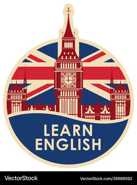 Logo or icon with big ben for learn english Vector Image