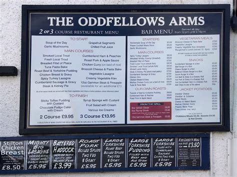 Menu at Oddfellows Arms pub & bar, Keswick