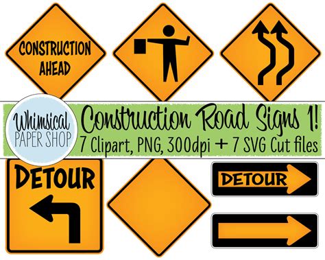 Construction Panneau routier Clipart SVG Set 1 détour - Etsy France