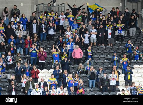 The travelling Warrington Wolves fans at the MKM Stadium Stock Photo ...