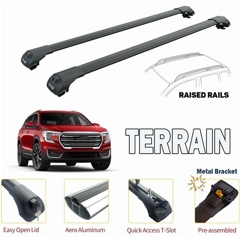 Gmc Terrain Roof Rack Cross Bars For of Raised Rails Black 2018--> – Paw Auto Roof Rack